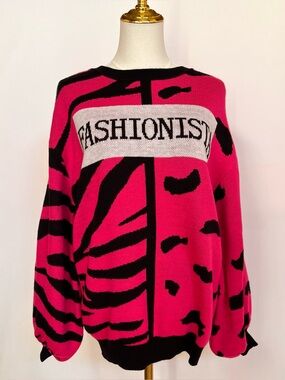 Pink Fashionista Zebra Leopard Pattern Sweater